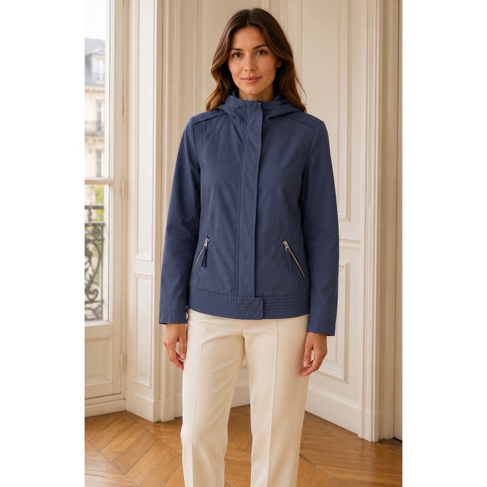 Vintage United Colors Of Benetton Blue Nylon Utility Light Jacket Sz Med Y2K